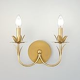 Urban Ambiance Luxury Vintage Wall Sconce, Medium Size: 11.25''H x 12''W, with English Country Style Elements, Gold Leaf Fini