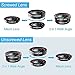 iphone Camera Lens, 12x Telephoto Lens kit + 0.65x Wide Angle & Macro Lenses + 180° Fisheye Lens + Star Filter Lens, Clip-On lenses for iphone X 8 7 6s 6 plus, Samsung Android Smartphones & Tablet