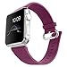 J&D Tech Modern Series Leather Strap Replacement Wrist Band with Metal Clasp Adapter for Apple Watch Series 1/2 / 3/4, 38mm - Fuchsia