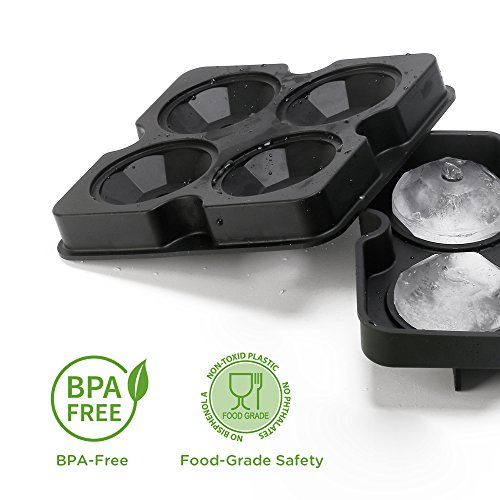 Ice Cube Trays with Lids, Diamond-Shaped Silicone BPA-Free Stackable Easy Release Ice Molds Multifunctional Storage Containers for Ice, Whiskey, Candy and Chocolate by Bella Vino(Black-2Pack)