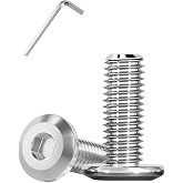 Metuja 1/4-20x1 Flat Head Hex Socket Cap Screws Bolts,304 Stainless Steel Fully Threaded Machine Screws with Hex Key (20PCS) Corrosion-Resistant for Furniture/Machinery