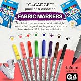 G4GADGET 8 Pack Colored Fabric Markers 4.8mm Bullet Tip Textile Pens view 2