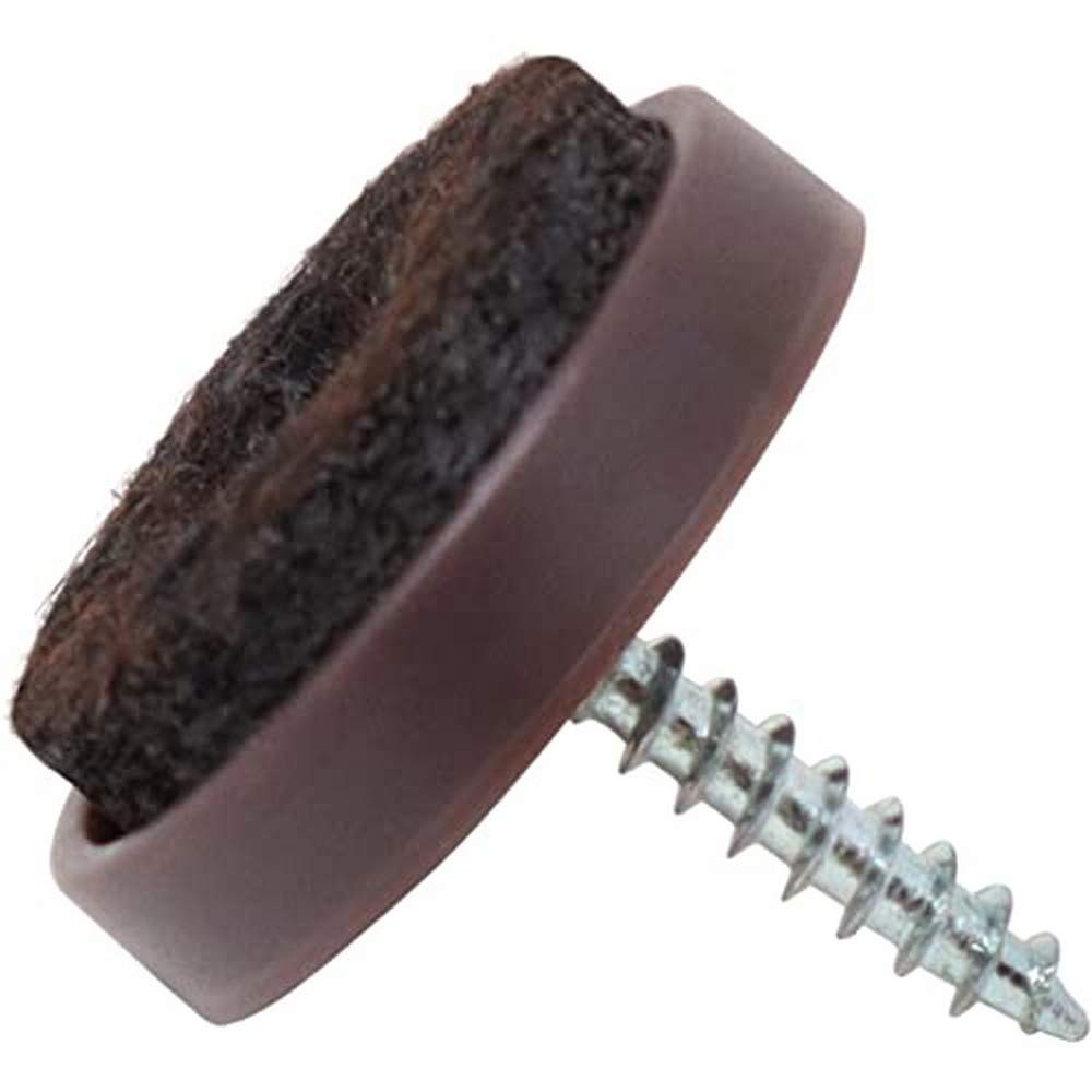 Adsamm® / 100 x Felt-pads with screws | Ø 0,94'' (Ø 24 mm) | brown | round | Premium quality furniture sliders with screw by Adsamm®