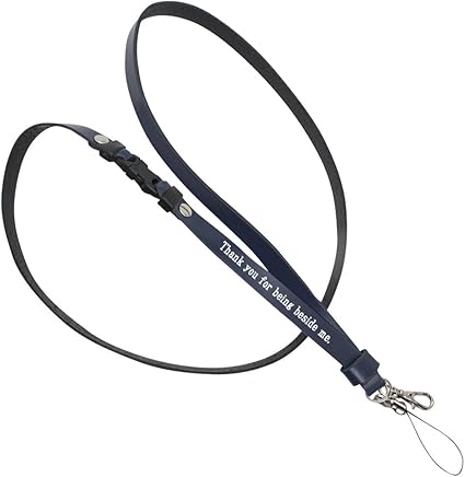 Amazon Co Jp 安全パーツ付 ネックストラップ ネイビー 英語 メッセージ 日本製 本牛革 1枚革 レザー ネイビー Thank You For Being Beside Me そばにいてくれてありがとう 文房具 オフィス用品
