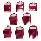 8Pcs Red Professional Hair Clipper Cutting Guides Combs 1/8