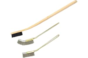 Bonaweite 3 Pack Bird Cage Brush, Wooden & Stainless Steel Long Handle Bird Cage Cleaner Brush, Poop Off Bird Cage Cleaning Brushes, Bird Cage Scraper Parrot Poop Remover Accessory