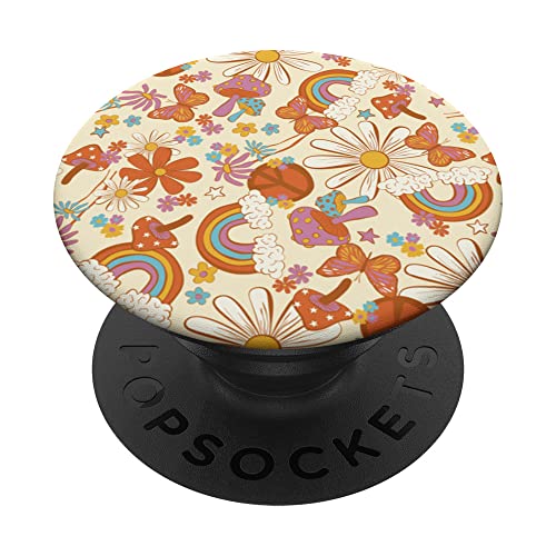 Vintage Mushroom Rainbow Groovy Floral Butterfly Cute Retro PopSockets Swappabl…