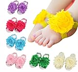 ZHW Baby Girls Infant Barefoot Sandal Shoes Foot Flowers Footwear(9 Pairs)