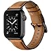OUHENG Compatible with Apple Watch Band 42mm 44mm, Genuine Leather Band Replacement Compatible with Apple Watch Series 6 5 4 3 2 1 SE 42mm 44mm, Retro Brown