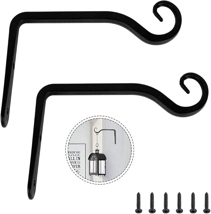 JTWEB 2Pack Wall Hanging Basket Bracket Plant Hooks Hanger Outdoor