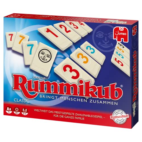 Jumbo Spiele Original Rummikub Classic - der Spieleklassiker unter den Gesellschaftsspielen - für Erwachsene und Kinder ab 7 Jahren JUM17571 Mehrfarbig 2,7 x 3,7 cm 7