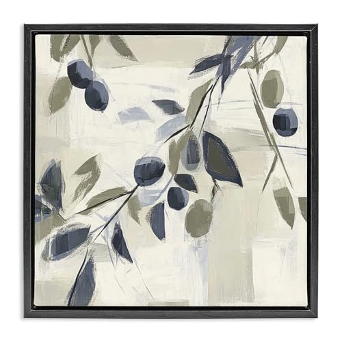 Stupell Industries Soft Mediterranean Greenery Black Framed Floater Canvas Wall…