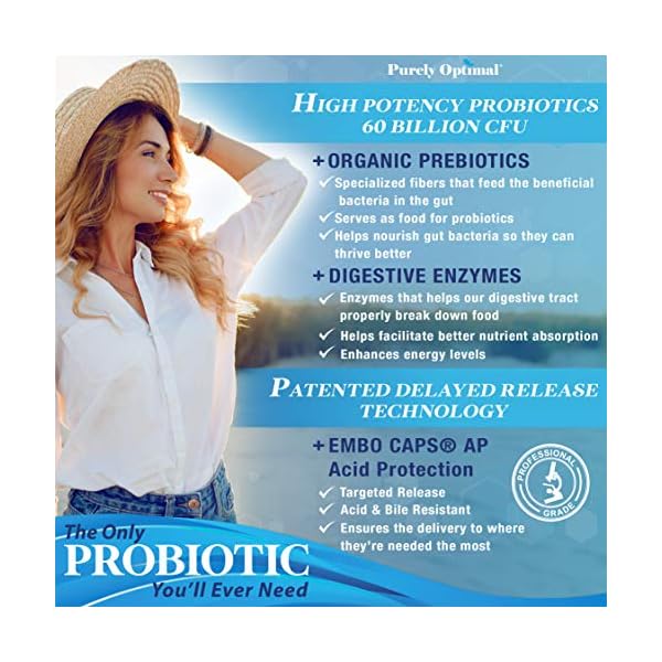 Purely Optimal Premium Probiotics 60 Billion CFU Prebiotics