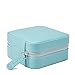 Vlando Small Travel Jewelry Box Organizer - Mirrored Jewelries Necklaces Rings Earrings Necklace Storage Case, Blue