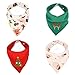 Little Dimsum Baby Bandana Drool Bib for Christmas Baby Bibs Boys & Girls Super Absorbent 100% Organic Cotton Baby Bandana Baby Gift Set for Teething Drooling(Christmas 4-Piece Bib