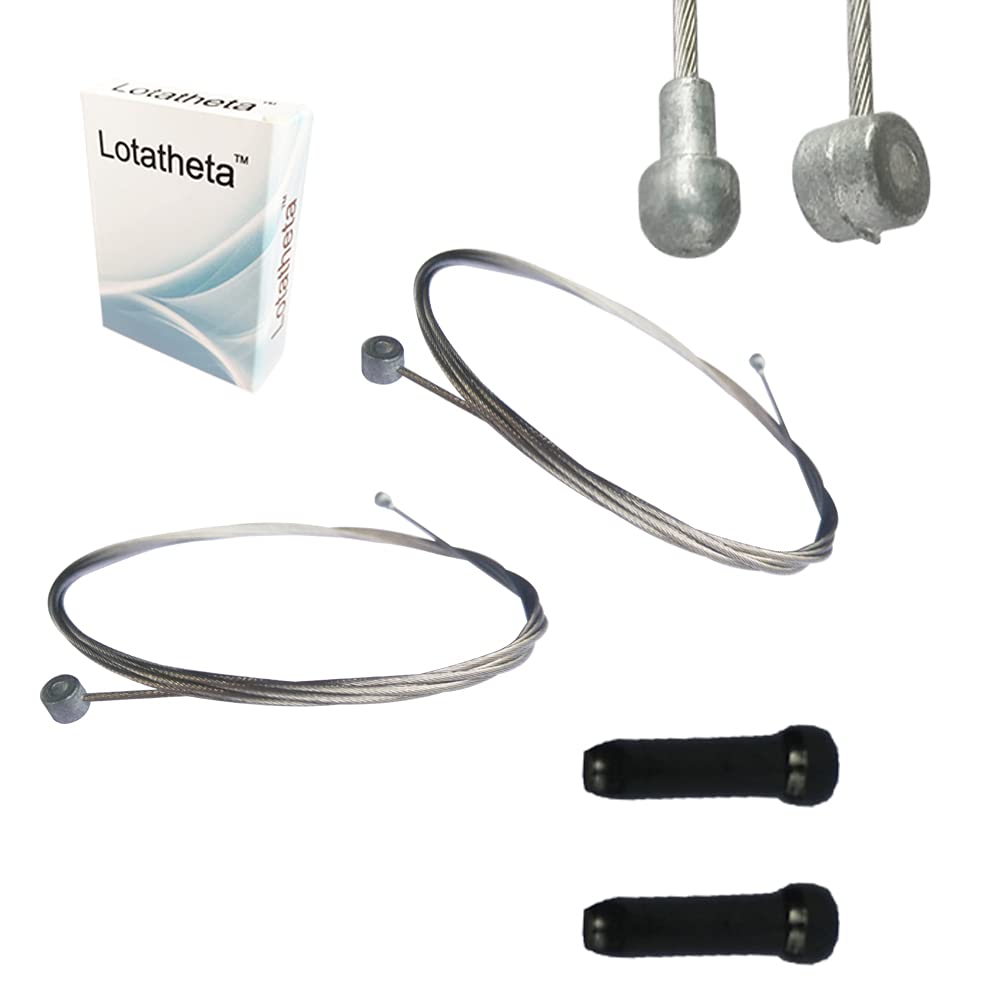 Lotatheta 2 pcs 2m Long Universal Bicycle Bike Replaceable Brake Inner Wire Cable for Moutain Bike Road Bike MTB + 2PCs Black Alloy Cable Cap End Tip Crimp