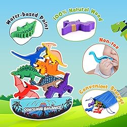 IPOURUP Dinosaur Toys for Kids 3-5: Wooden Stacking