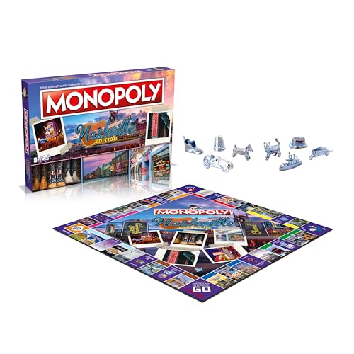 Nashville Monopoly Family Board Game, for 2 to 6 Players, Adults and