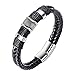 ANUIMOAR Men Genuine Leather Bracelet Stainless Buckle Multi-layer Braided Black Wrist Cuff Fashion Bangle8