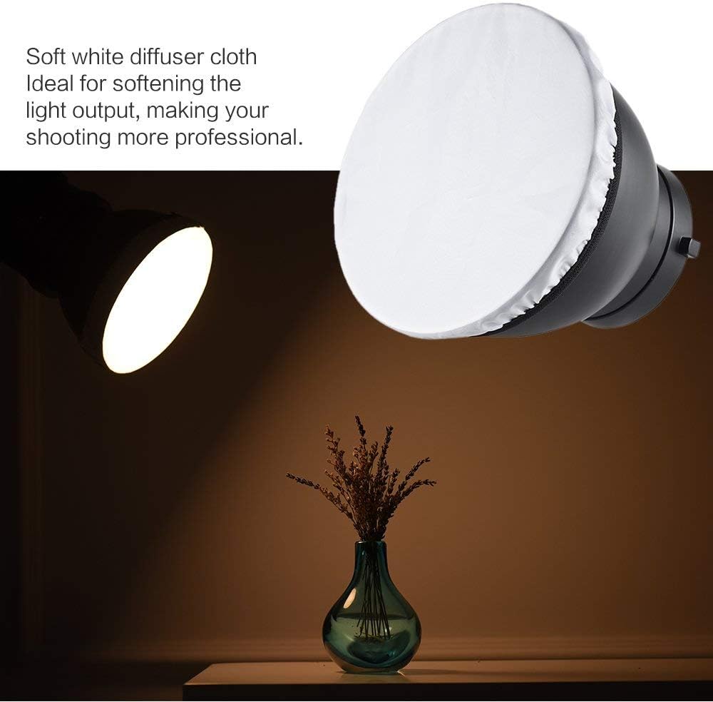 Andoer 7 Inch Standard Reflector Flat Diffuser Lamp with 60° Honeycomb Grid for Bowens Mounting for Flash Studio Strobe Speedlite (Reflector with Diffuser) - Image 3
