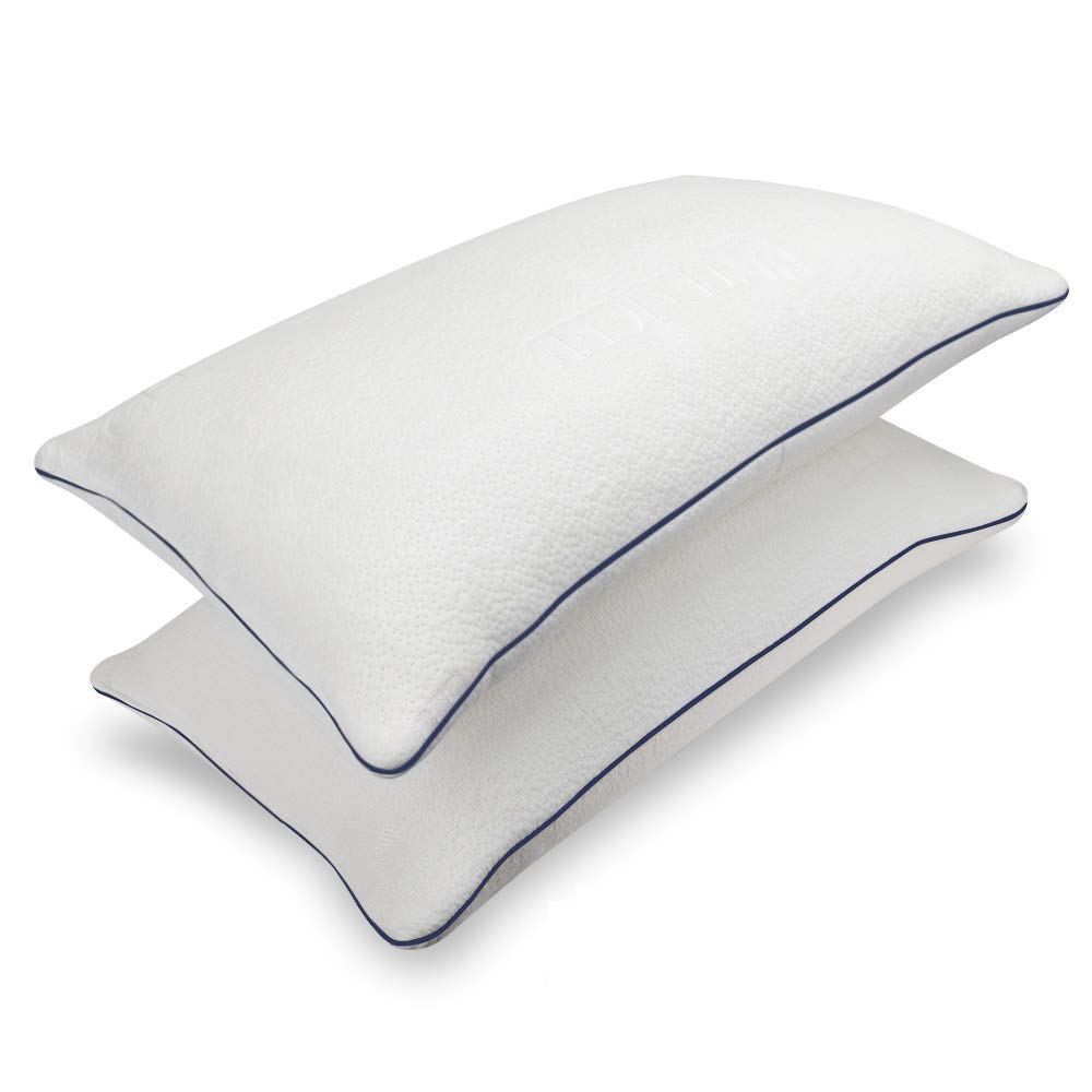 Vesgantti Memory Foam Pillow for Neck Pain and Side Sleeper, Pocket Sprung Pillow with Breathable Cover for Neck Support - Pack of 2, Blue