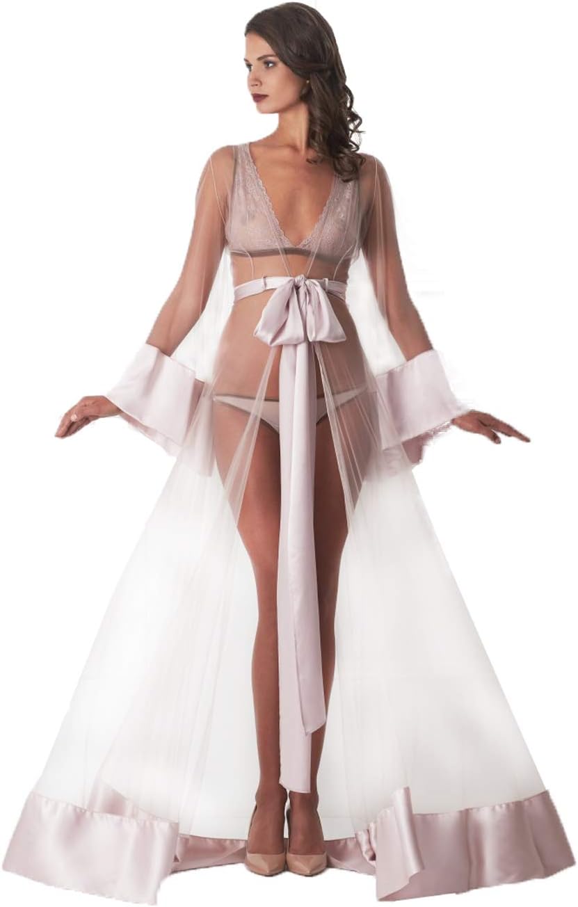 Tulle Long Robe Photography Evening Dress Long Sleeve Robe Party Gown School Christmas Dance Dress