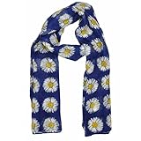 LUNIWEI Womens Daisy Flower Print Soft Scarves (Blue)
