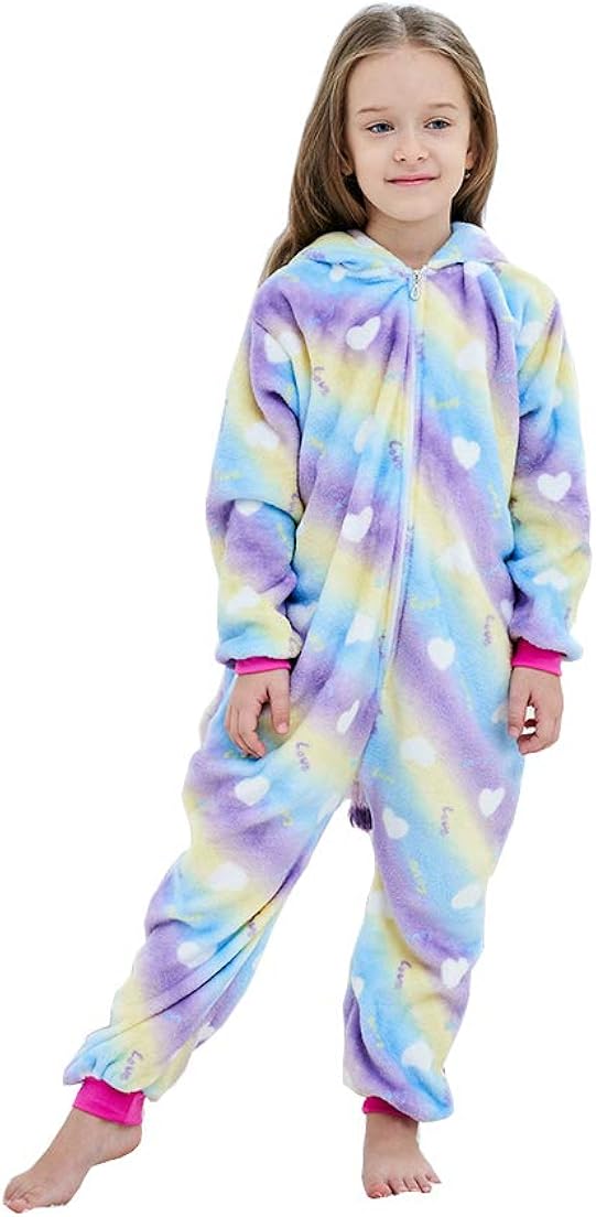 FuzzyCosplay Kids Unicorn Costume Animal Pajamas Halloween Cosplay Xmas Gifts: Clothing