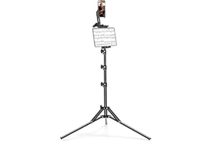 Tripod Stand for Tablet Camera Phone, 63-inch Height Adjustable iPad Mount Holder, 360° Rotating Tablet Tripod with 2 Holders