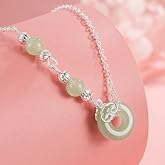 Jade Necklace Natural Jade Necklace for Women Green Necklace as Handmade for Good Luck & Long Life Spiritual Gifts Healing Stones Necklace Handmade Genuine Hetian Jade 925 Sterling Silver