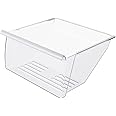 HECASA 2188664 Crisper Pan Drawer (Lower) Replacement for WP2188664 Compatible with Whirlpool, Kenmore, Maytag, Kitchen Aid Refrigerator W/White Handle