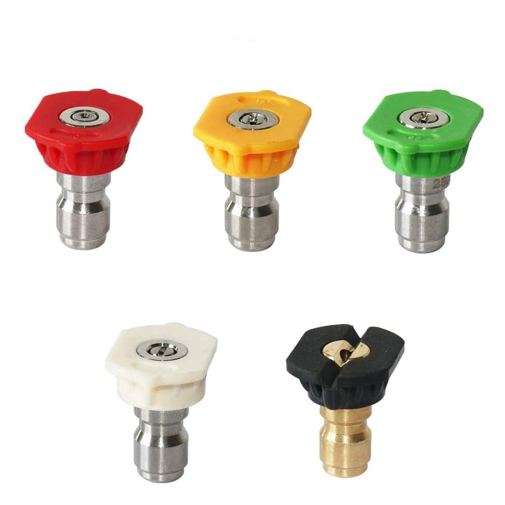 Stone Banks 5 Quick Connect Nozzles for Wilks-USA/ P1/ Hyundai/RocwooD Petrol Pressure washer, 5 Nozzle Tips for 1/4'' Quick Connector electric Pressure washer 180Bar 3950PSI Max