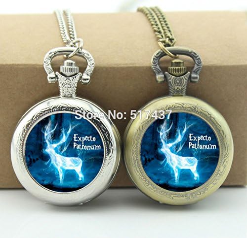 Pretty Lee Expecto Patronum Pocket Watch Glass Locket Necklace Style Retro Vintage Pocket Watch Necklace