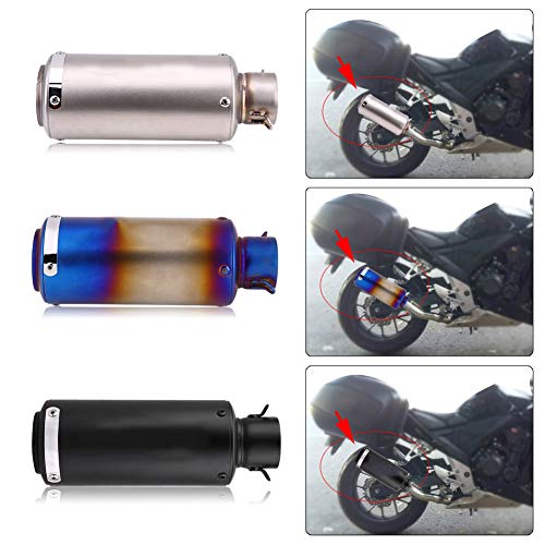DEALPEAK Motorcycle Exhaust Muffler Tailpipe Tail Pipe Tip Stainless Steel Universal Titanium-Color (Color : Titanium) - Thumbnail 2