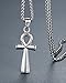 Stainless Steel Coptic Ankh Cross Religious Pendant Necklace, Unisex, 24