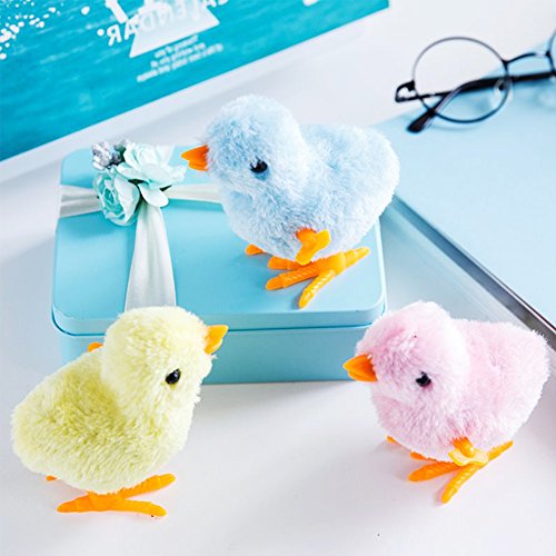 3 otters Wind Up Toy, Easter Toy Wind-Up Jumping Chicken Plush Chicks Toys Novelty Toys for Party Favors , Yellow, 12 PCS