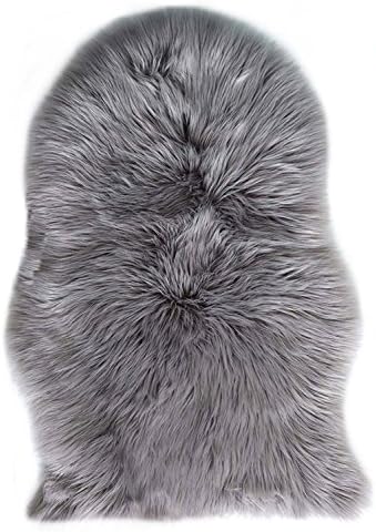 Carpet, Soft and Comfortable Fluffy Long-Haired Sheepskin Rug, Warm Artificial fur Household fur Carpets, fur Carpets for Living Room Sofas, Children's Rooms and Bedrooms (Gray -75 x 120 cm)
