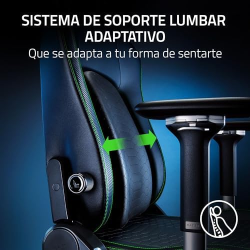 Iskur V2 - Silla para Gamers con Soporte Lumbar adaptativo (Cojines de Espuma de Alta Densidad, Cuero sintético de Calidad EPU, Reposabrazos 4D) Tejido