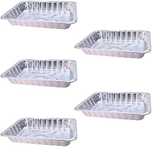 Pack of 5 Large Disposable Aluminum Foil Roasting Pans, Rectangular Shape, 3" Deep
