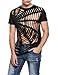 Coofandy Men's Hipster Hip Hop Tees Cotton Crewneck Cutout Tees Summer Fashion T Shirt Black Medium