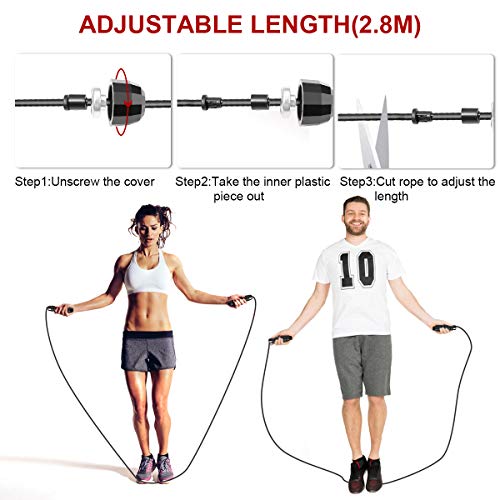 Frebw Jump Rope for Fitness Crossfit 2 Pack Speed Skipping Rope for Exercise Training Workout Adjustable Weighted Jumping Rope for Men Women Kids Boy