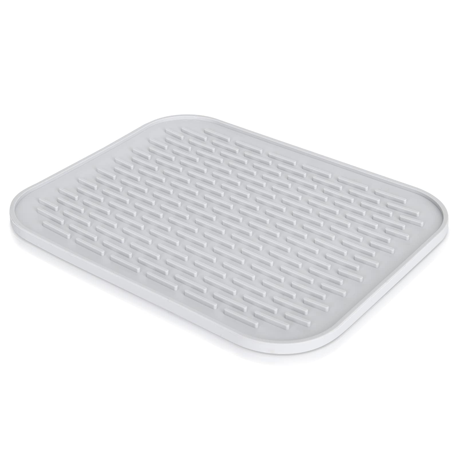 Super Kitchen Non-Slip Silicone Trivets, Small Dish Drying Mat Draining Board Mat, Pot Holder Heat Resistant Pad, Spoon Rest, Coaster,Table Mat Placemat (Grey, 29.5 x 23.5 cm)