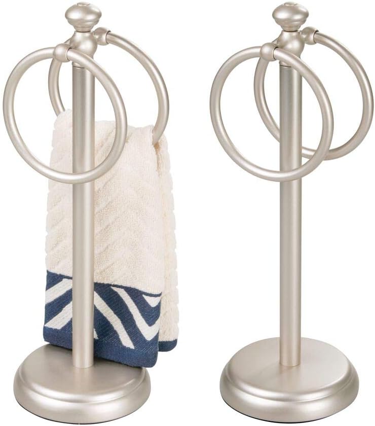 mDesign Decorative Metal Fingertip Towel Holder Stand for