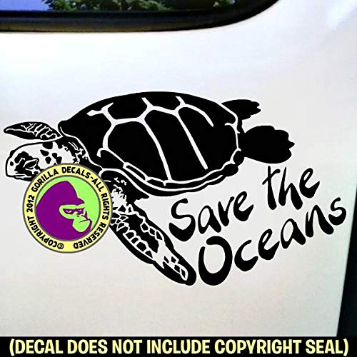 SAVE THE OCEANS - SEA TURTLE Ocean Vinyl Decal Sticker A - Thumbnail 2