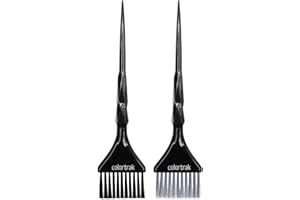Colortrak Black Diamond Color Brushes, Gem Cut Handles for a Firm Slip-Resistant Hold with Tapered Ends for Sectioning - 1 Firm Brush and 1 Feather Brush