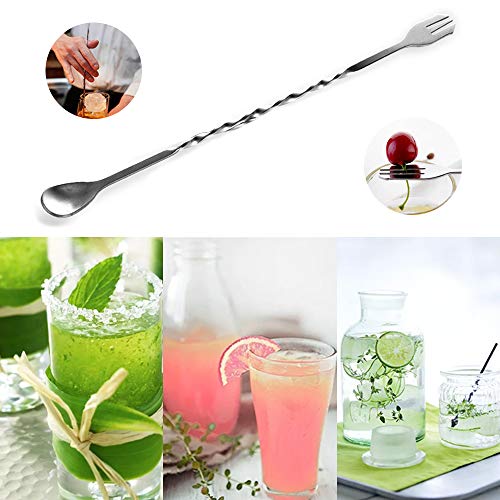 SourceTon Edelstahl-Mischlöffel und Messbecher (15 - 30 ml), je 3 Stück Cocktail-Barbecher und 25,4 cm lange Rührlöffel… – Bild 7