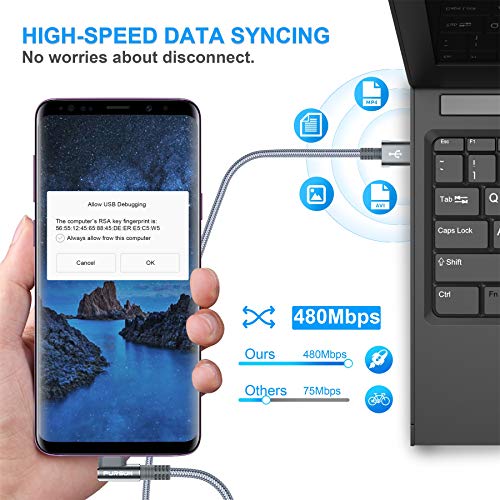 Updated 6FT USB C Cables (2Pack), 3 Amps Quick Charging Type C Cable