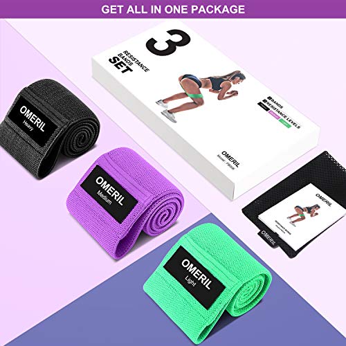 OMERIL Resistance Bands, 3 Packs Fabric Workout Bands with 3 Resistance