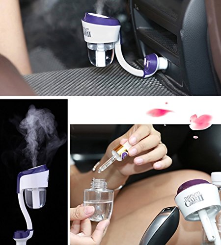Car Humidifier Mini Air Purifier Aroma Diffuser Air Freshener Purifier Aromatherapy Mist Maker with 180 Degree Rotation Suit for Water Soluble Essential Oils Protable Diffuser with 2 USB Ports--purple