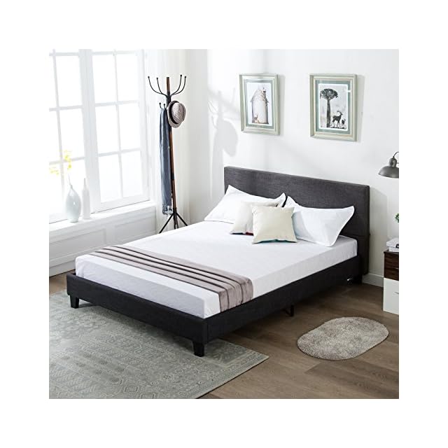 mecor Upholstered Linen Platform Bed Frame Queen Bed Frames with